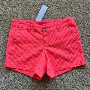 Lilly Pulitzer Callahan Shorts‎ Women’s 6 Cayenne Coral Textured Cotton NWT